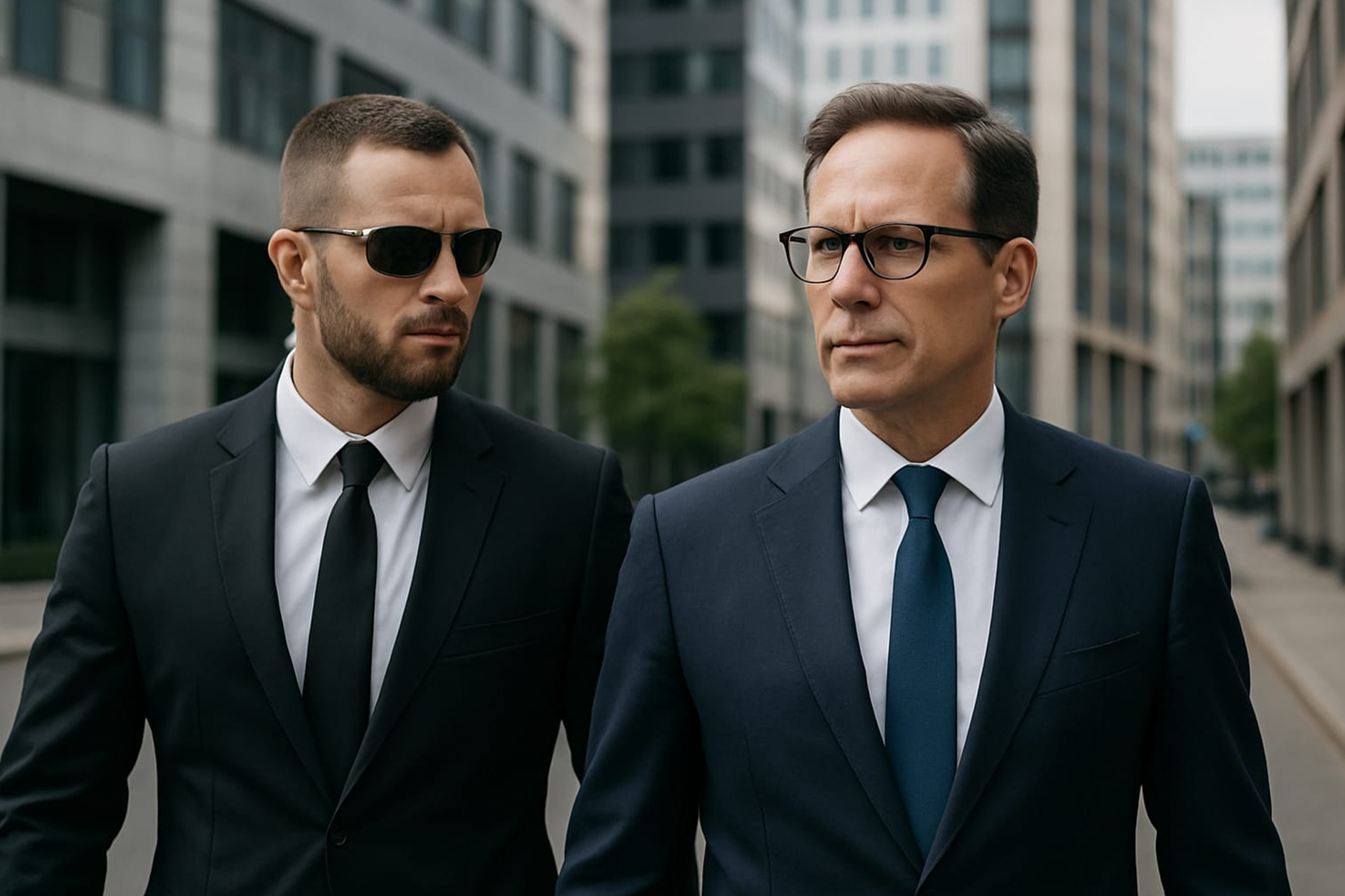 homme garde du corps en charge de la sécurité d'un homme d'affaires