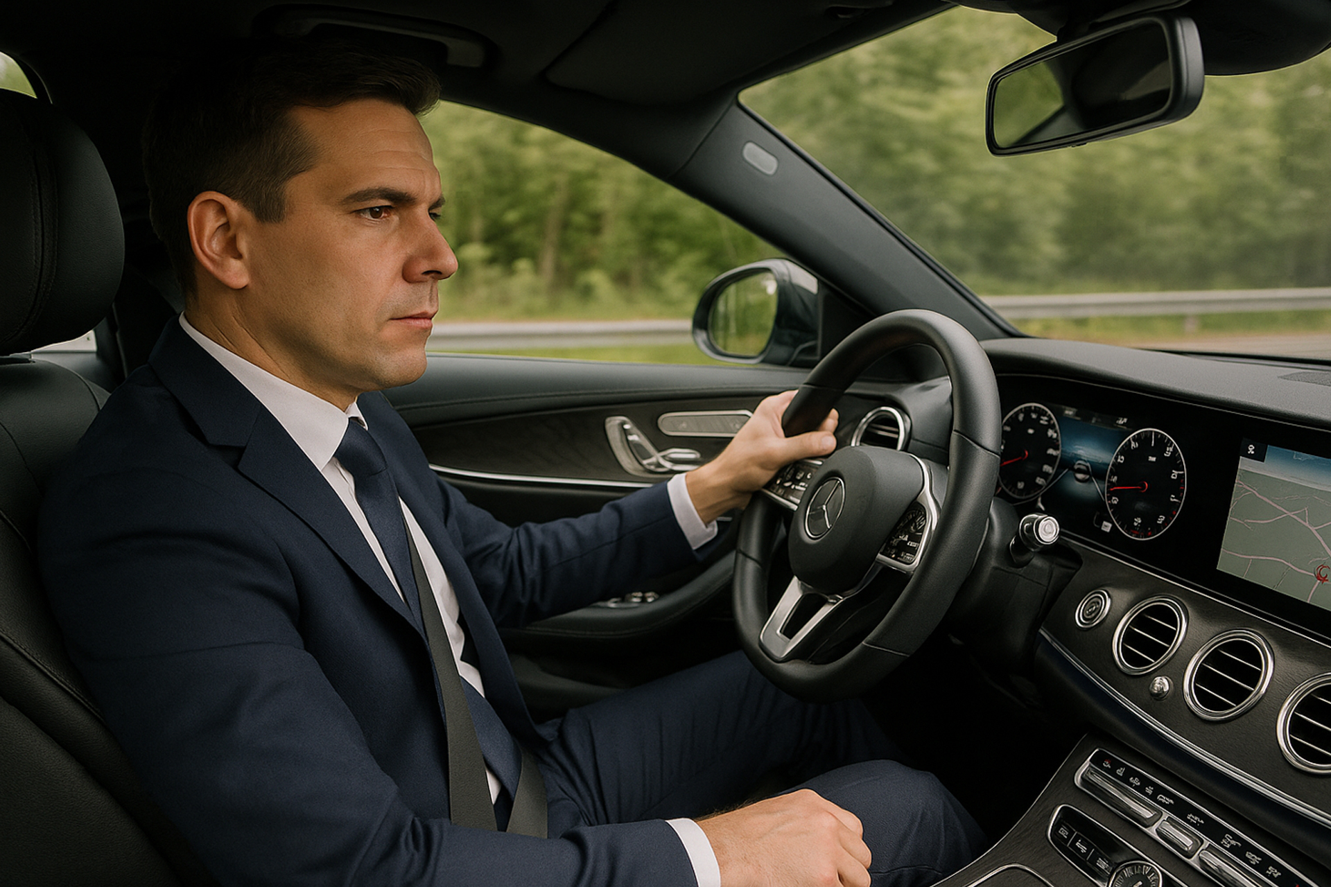 chauffeur de sécurité conduisant un grand patron